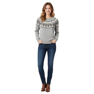 Ann Taylor Fairisle Nordic Rhinestone Crewneck Wool Blend Sweater Size L